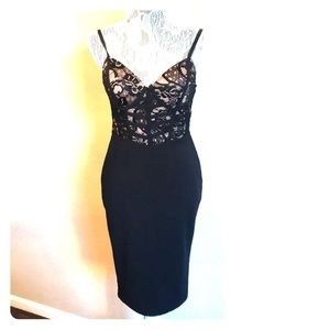 Windsor Black Lace Bodice Dress, Medium